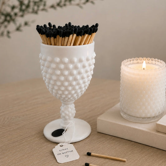 Vintage Hobnail Milk Glass Match Holder