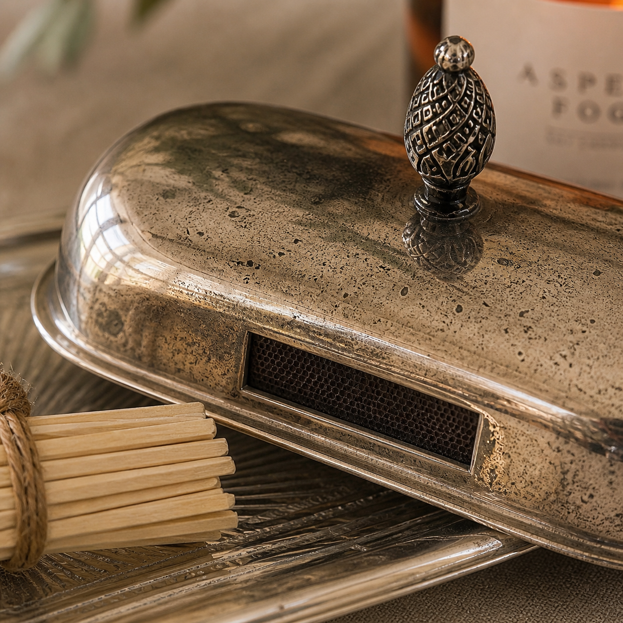 Vintage Silver Butter Dish Match Holder (c. Mid 20th century)