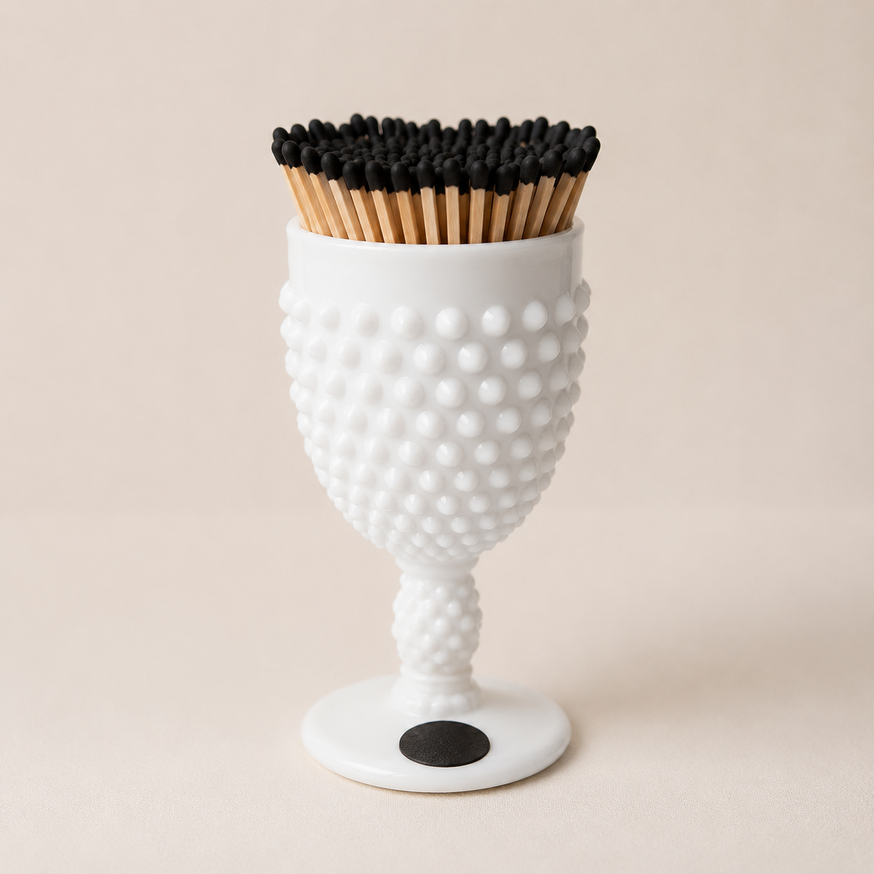 Vintage Hobnail Milk Glass Match Holder