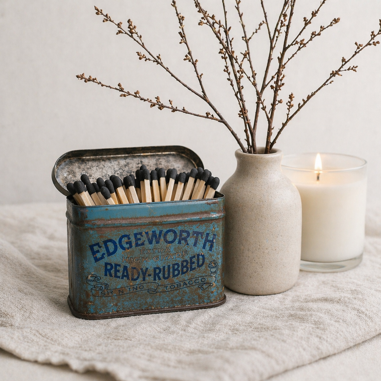 Vintage Edgeworth Tin Match Holder (c. Early- Mid 20th Century)